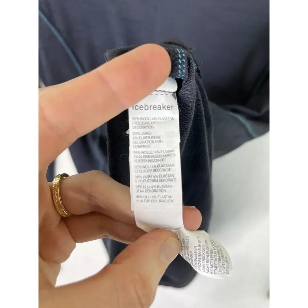 Icebreaker Womens Small 150 Merino Wool Bodyfit L/S Baselayer Shirt Navy Blue - Picture 6 of 7